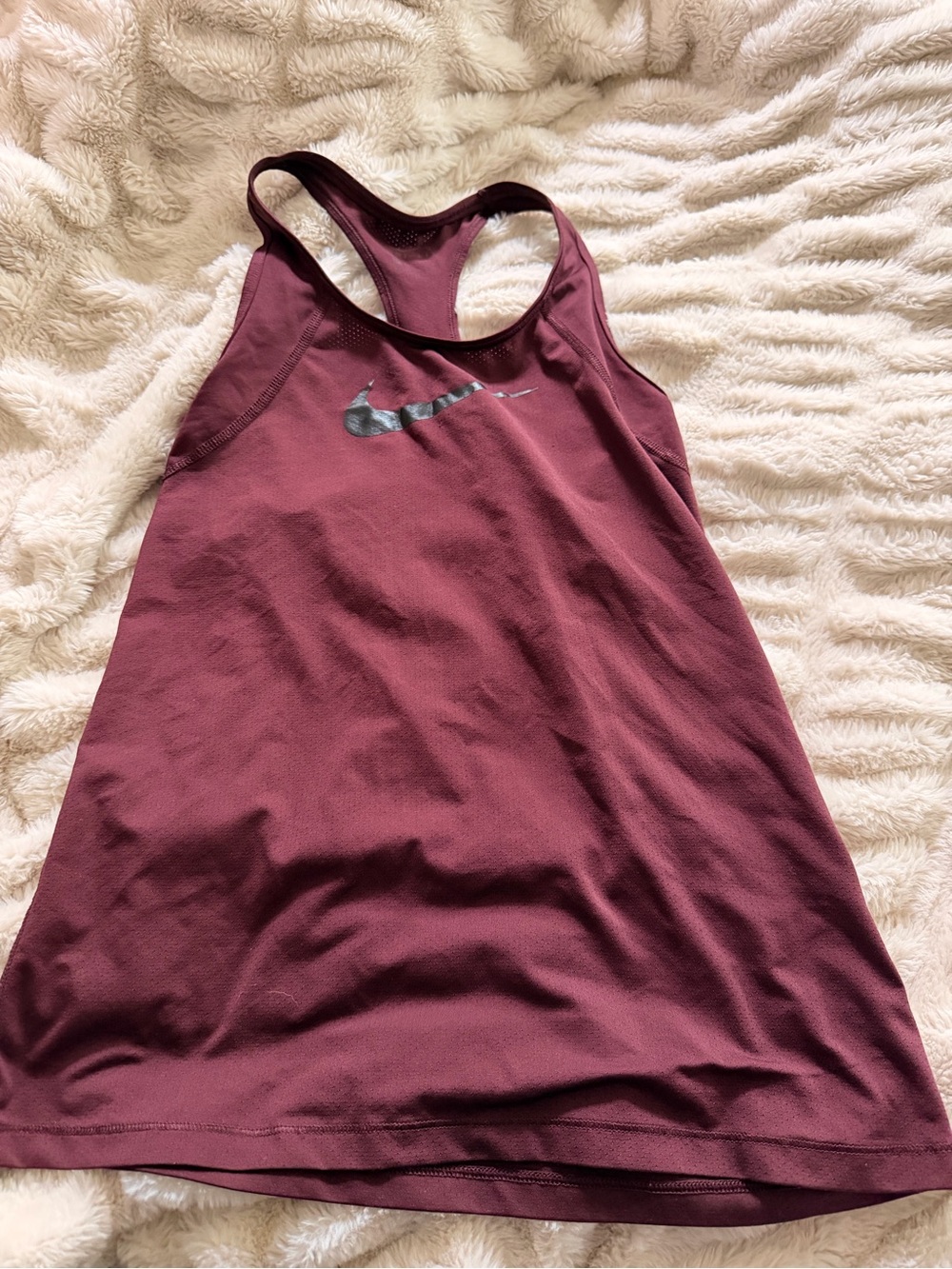 Nike Women's Burgundy Racerback Tank Top with Black Swoosh